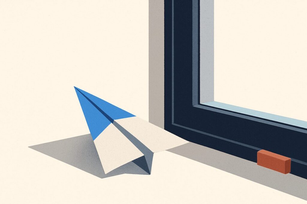 Signs of Grooming and How Online Grooming Works 1 A paper aeroplane resting on a windowsill beside a half-open window